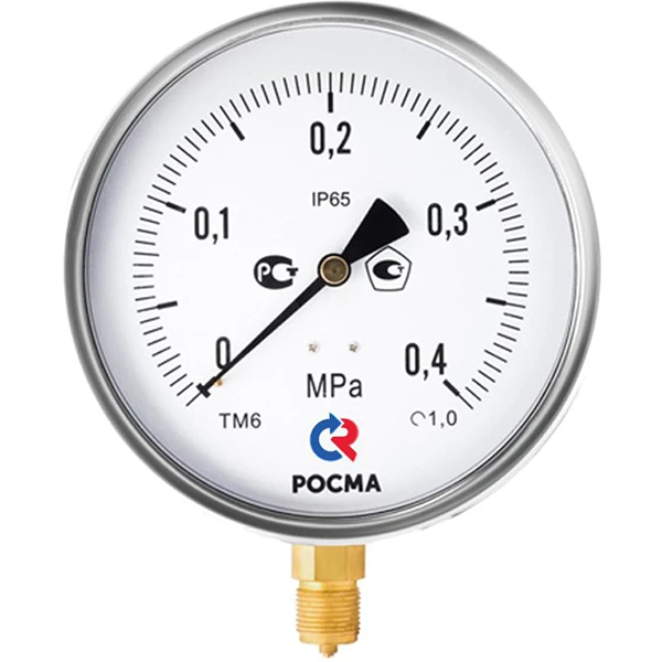 Манометр Росма ТМ-620Р.00 (0-0.16МПа) G1/2 1.0 виброустойчивый (готовый к гидрозаполнению) 150мм, тип - ТМ-620Р, радиальное присоединение, шкала (0-0.16МПа), резьба G1/2, класс точности 1.0