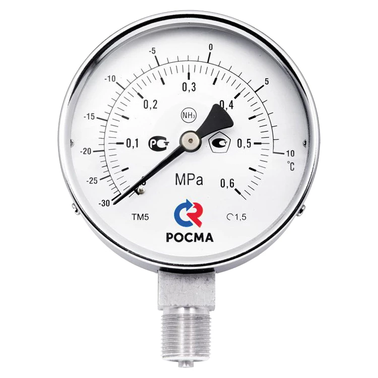 Манометр Росма ТМ-511Р.00 NH3 (0-6кгс/см2) М20х1.5 1.5 аммиачный 100мм, тип - ТМ-511Р, радиальное присоединение, шкала (0-6кгс/см2), резьба М20х1.5, класс точности 1.5, цвет хром