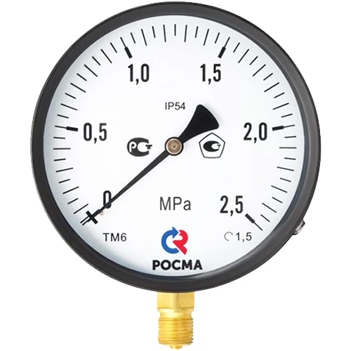 Манометр Росма ТМ-610Р.00 IP54 (0-2.5МПа) G1/2 1.5 общетехнический специального исполнения, 150мм, тип - ТМ-610Р, радиальное присоединение, 0-2.5МПа, резьба G1/2, класс точности 1.5
