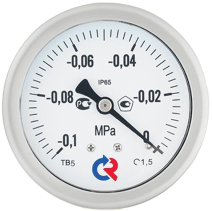 Вакуумметр осевой Росма ТВ-520Т.00 (-0.1-0МПа) G1/2 1 виброустойчивый (готовый к гидрозаполнению) 100мм, тип - ТВ-520Т, осевое присоединение, шкала (-0.1-0МПа), резьба G1/2, класс точности 1, цвет хром