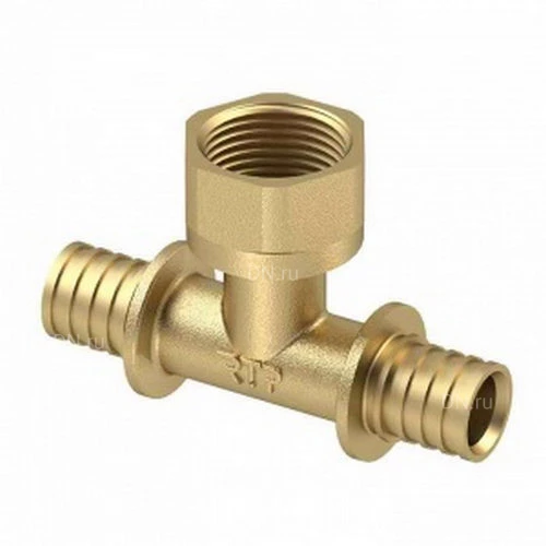 Тройники аксиальные РосТурПласт Дн16-32х1/2-1″x16-32 Ру16 корпус - латунь, присоединение - аксиальное/внутренняя резьба