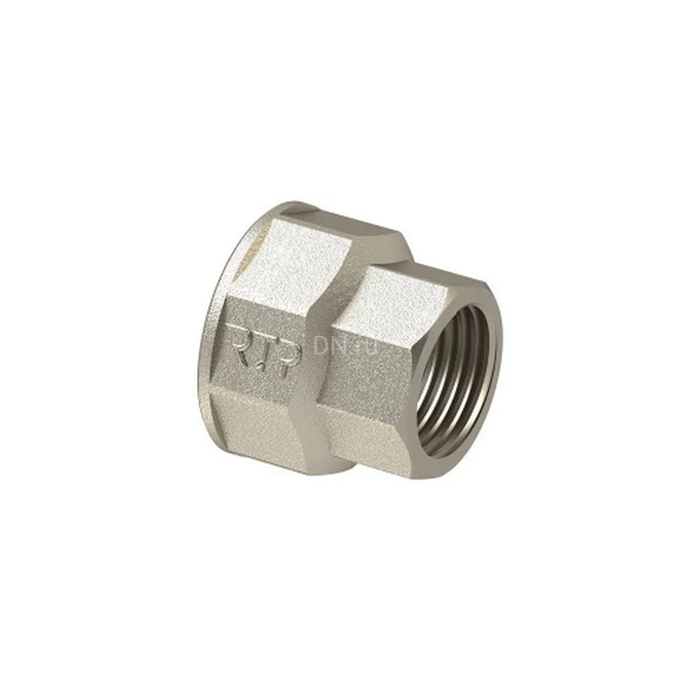 Муфта переходная РосТурПласт 2″x1″ Ду50x25 Ру25 корпус - латунь, покрытие - никель, внутренняя резьба