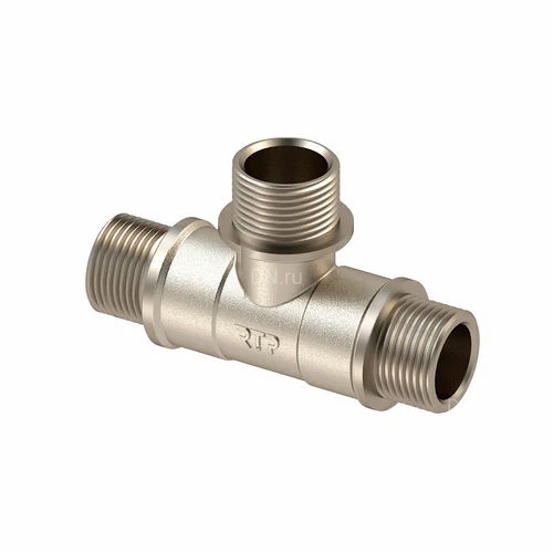 Тройники РосТурПласт Н/Н/Н 1/2-3/4″ Ду15-20x15-20x15-20 Ру40 прямые, корпус - латунь, покрытие - никель