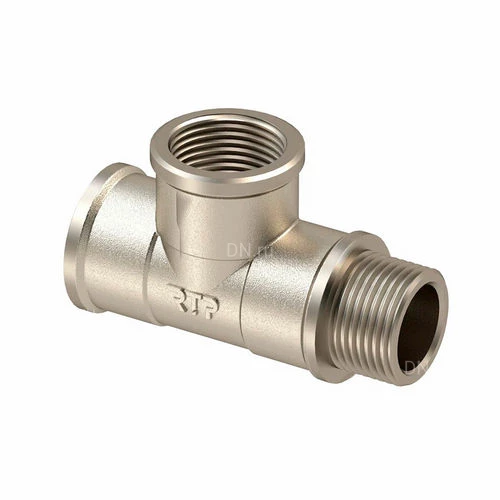 Тройники РосТурПласт В/В/Н 1/2-3/4″ Ду15-20x15-20x15-20 Ру40 переходные, корпус - латунь, покрытие - никель