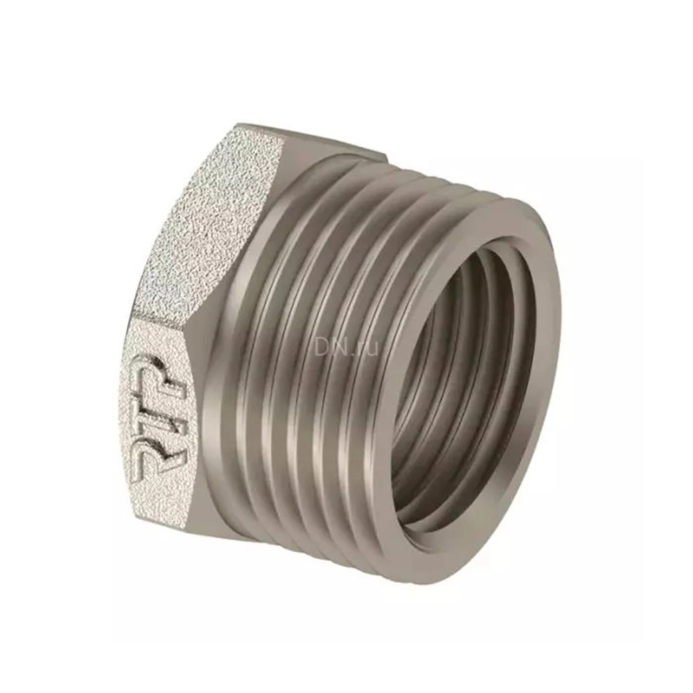 Футорка РосТурПласт 2x1 1/2″ Ду50x40 Ру25 корпус - латунь, покрытие - никель, присоединение - наружная/внутренняя резьба