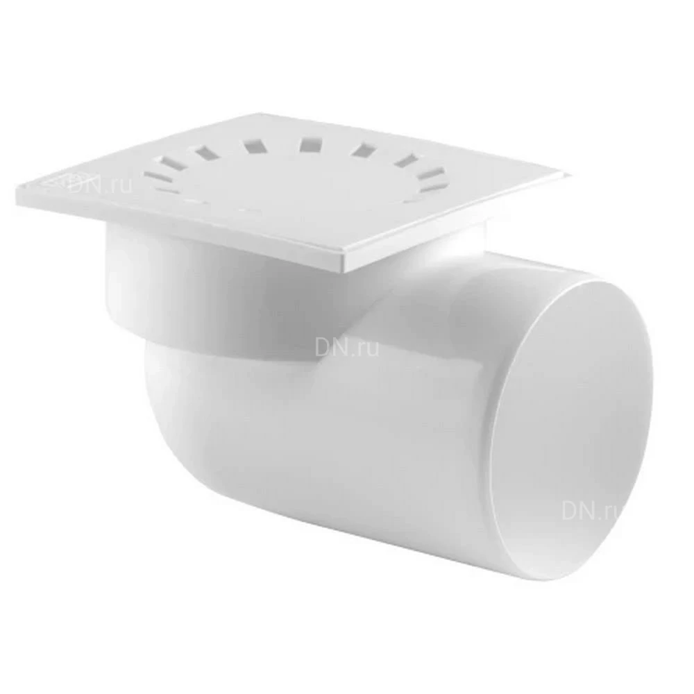 Трап горизонтальный с сухим затвором РосТурПласт Дн110 150х150мм с пластиковой решеткой, нерегулируемый