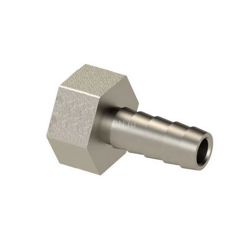 Штуцеры РосТурПласт Ду10-20x1/2″ Ру40 для шланга, корпус - латунь, покрытие - никель, присоединение - аксиальное/внутренняя резьба