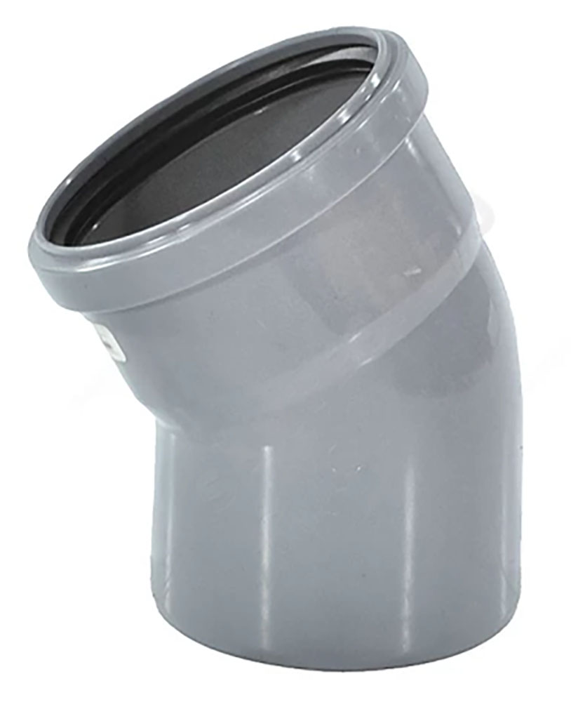Отвод полипропиленовый РосТурПласт Дн110 угол 15˚ для внутренней канализации, безнапорный, серый