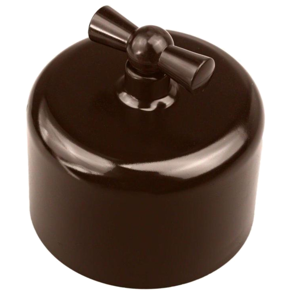 Выключатель одноклавишный Bironi Ретро R поворотный, корпус - термопластик, цвет - коричневый