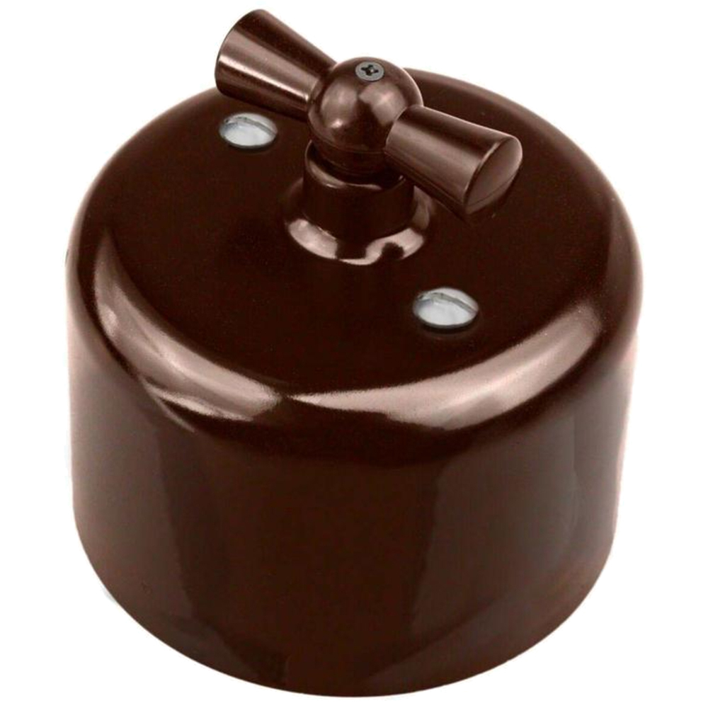Выключатель одноклавишный Bironi Ретро R поворотный, корпус - керамика, цвет - коричневый