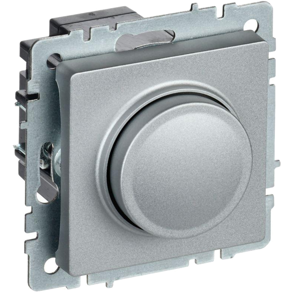 Светорегулятор IEK BRITE СС10 поворотно-нажимной для скрытой установки 600Вт, цвет - алюминий