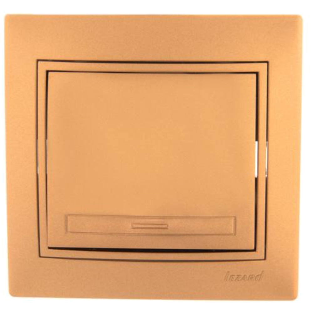 Выключатель одноклавишный LEZARD СП Mira 10А, IP20, цвет - золотой металлик со вставкой