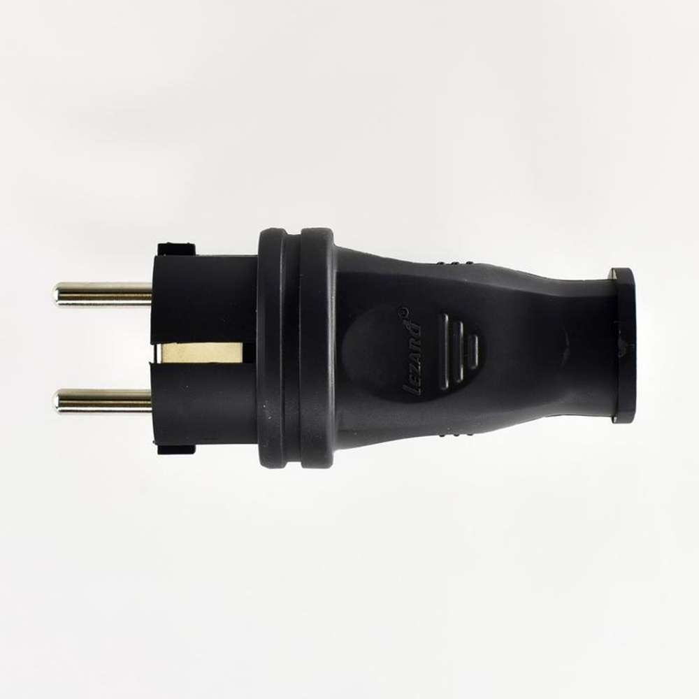 Вилка кабельная LEZARD Accessories 1х16А 2P+E однофазная 220-240В, корпус - каучук, цвет - черный