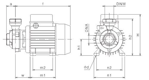 Насос вихревой SAER KF 5 230 В Ду25х25 Ру9 горизонтальный, производительность - 0.6 м3/ч, напор - 68 м , мощность - 1.1 кВт, материал рабочего колеса - латунь, корпус - чугун