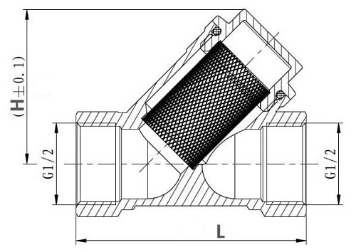 Фильтр IVANCI 1/2″ Ду15 Ру20 механической очистки воды, Kv=3.88 м3/ч, корпус - латунь, покрытие - никель, уплотнение - EPDM, фильтр - сталь AISI 316.
