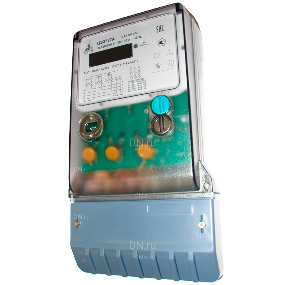 Счетчик электроэнергии трехфазный СПбЗИП ЦЭ2727А.S.RF.ОР.5-60.В04.Z.R, напряжение питания - 400В, 50Гц, количество тарифов - 4, класс точности - 1, установка на вертикальную поверхность