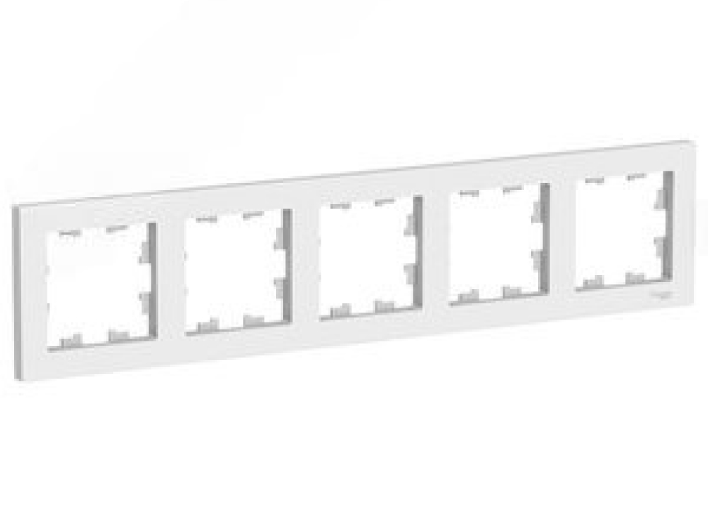 Рамка Schneider Electric AtlasDesign 5 постов 83х367х12 мм, материал корпуса - пластик, монтаж - универсальный, цвет - белый 