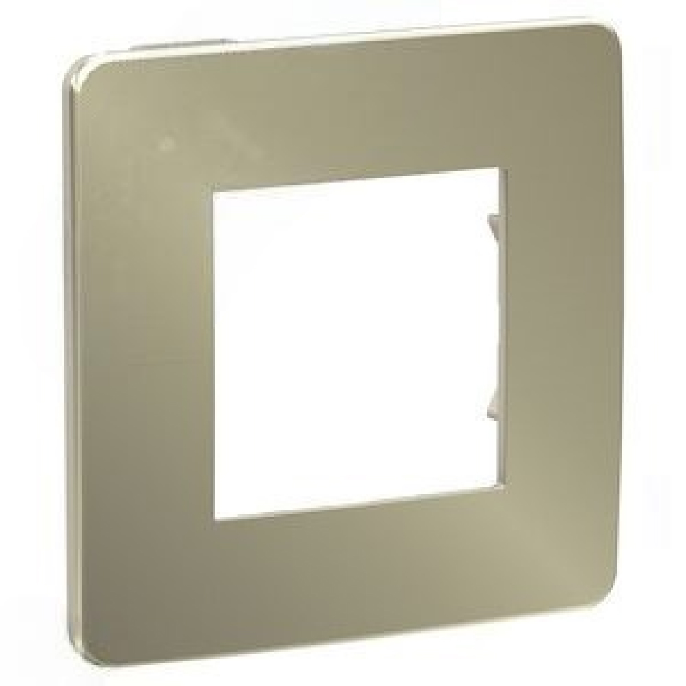 Рамка Schneider Electric UNICA STUDIO Metal 1 пост 85х85х10 мм, материал корпуса - пластик, монтаж - универсальный, цвет - бронзовый, задняя панель - бежевый