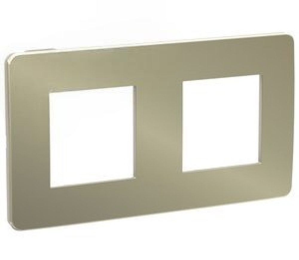 Рамка Schneider Electric UNICA STUDIO Metal 2 поста 85х156х10 мм, материал корпуса - пластик, монтаж - универсальный, цвет - бронзовый, задняя панель - бежевый