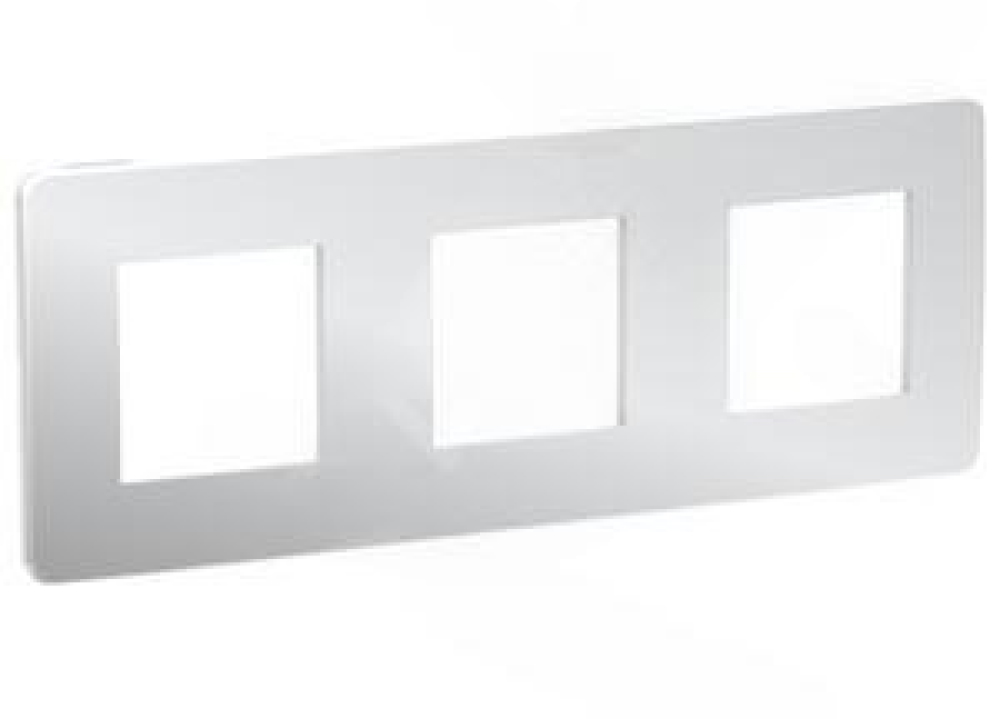 Рамка Schneider Electric UNICA STUDIO Metal 3 поста 85х227х10 мм, материал корпуса - пластик, монтаж - универсальный, цвет - хром, задняя панель - белый