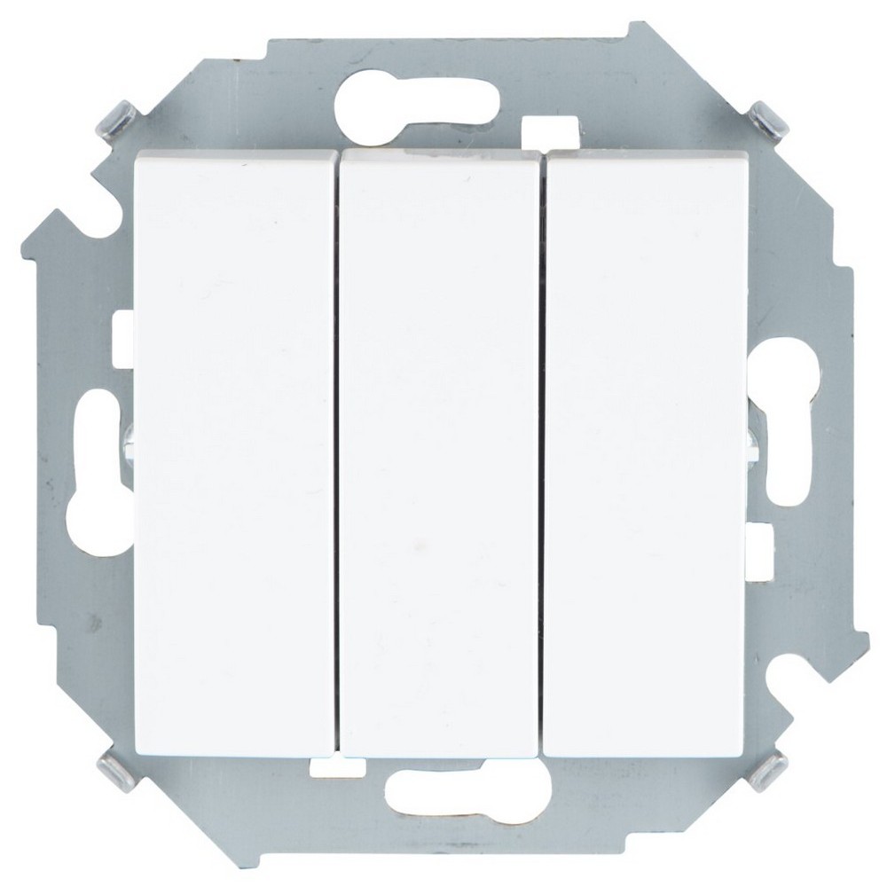 Выключатель трехклавишный Simon 15 скрытой установки, номинальный ток - 16 А, степень защиты IP20, механизм, цвет - белый
