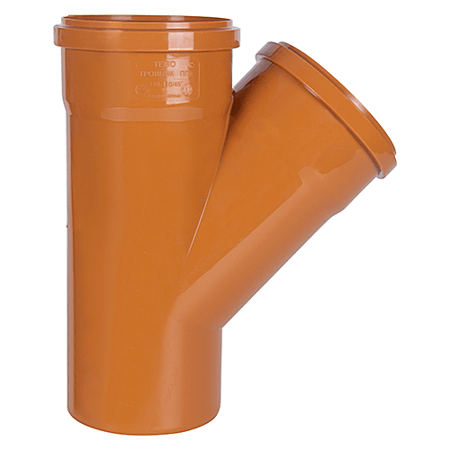 Тройники канализационные TEBO Дн110 45°-87.5° давление - безнапорное, материал - полипропилен, оранжевые, для наружного монтажа