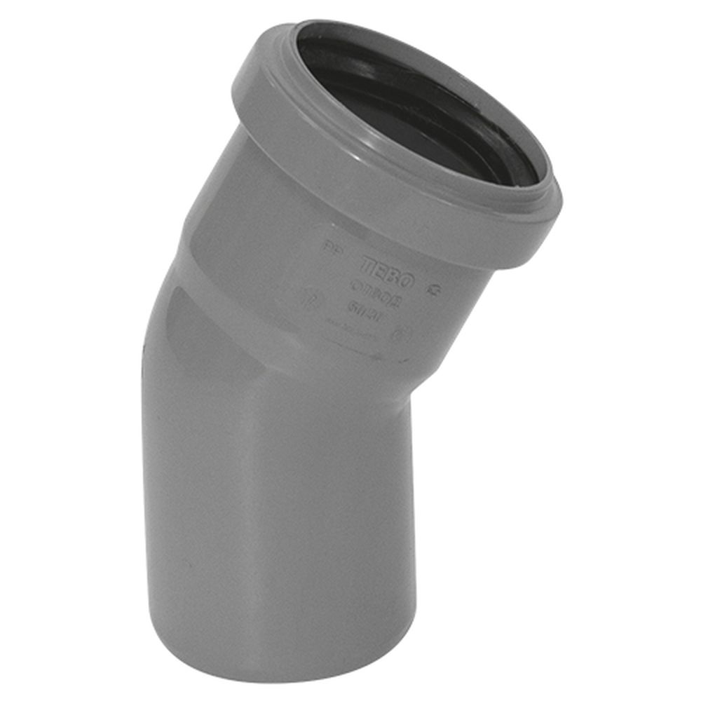 Отвод канализационный TEBO Дн50 67,5° безнапорный, полипропиленовый, серый для внутреннего монтажа