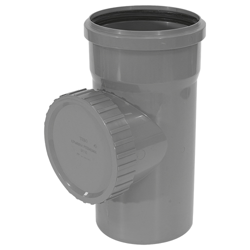 Ревизии канализационные TEBO Дн50-110 с крышкой, безнапорные, полипропиленовые, серые для внутреннего монтажа