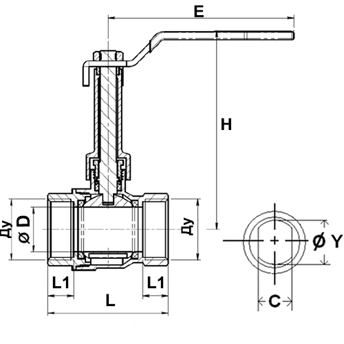 Краны шаровые Tecofi BS1143R Ду3/4-2″ Ру16-30 полнопроходные, внутренняя резьба, латунные, с удлиненным штоком