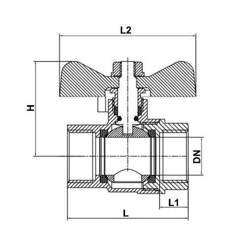 Краны шаровые Tecofi BS1152B Ду3/8-1″ Ру30 полнопроходные, внутренняя резьба, ручка-бабочка, латунные