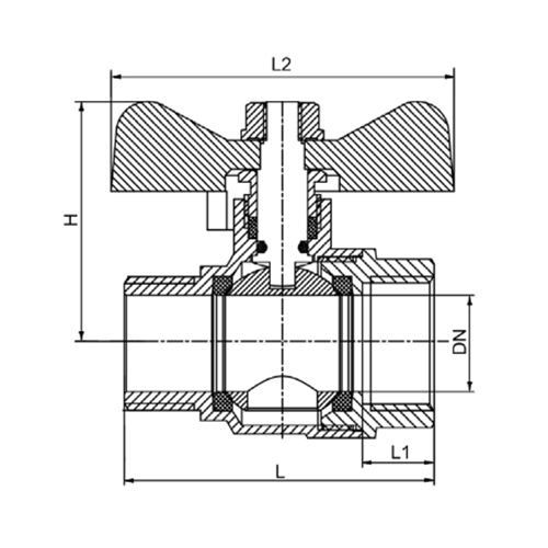 Краны шаровые Tecofi BS1152D Ду3/8-1″ Ру30 полнопроходные, внутренняя/наружная резьба, ручка-бабочка, латунные