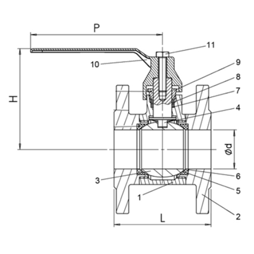 Кран шаровой Tecofi BS1240 2 1/2″ Ду65 Ру16 полнопроходной, латунь CW617N, уплотнение - PTFE, фланцевый, ручка-рычаг