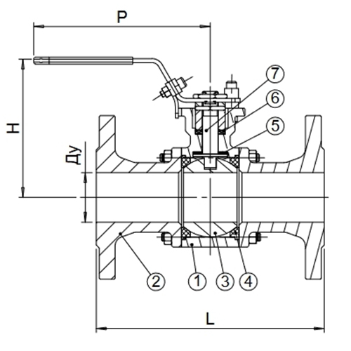 Кран шаровой Tecofi BS5260 1/2″ Ду15 Ру40 полнопроходной, трехсоставной, углеродистая сталь, уплотнение - PTFE, фланцевый, ручка-рычаг