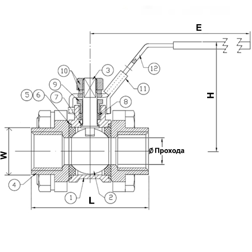 Краны шаровые Tecofi BS5379NPT Ду1/4-2″ Ру64 полнопроходные, разборные, трехсоставные, внутренняя резьба, стальные