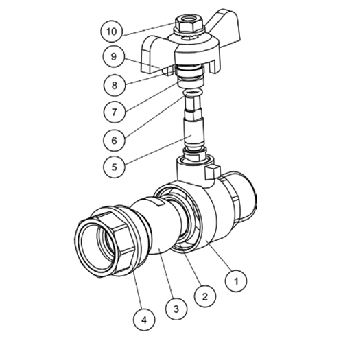 Краны шаровые Tecofi BS1152D Ду3/8-1″ Ру30 полнопроходные, внутренняя/наружная резьба, ручка-бабочка, латунные