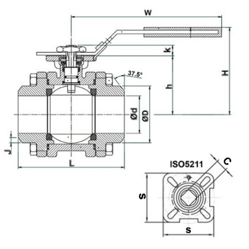 Краны шаровые Tecofi BSE6989-02PV Ду1/4-4″ Ру140 полнопроходные, разборные, трехсоставные, под приварку, стальные