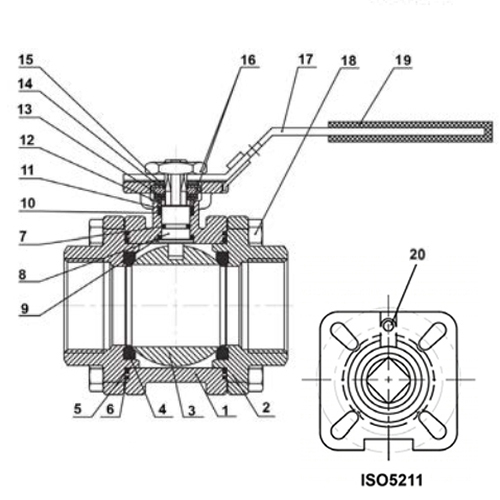 Кран шаровой Tecofi BSE6189-02PV 1 1/2″ Ду40 Ру140 полнопроходной, трехсоставной, разборный, нержавеющая сталь, уплотнение - PTFE, внутренняя резьба, ручка-рычаг