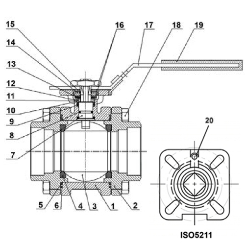 Кран шаровой Tecofi BSE6389-02PV 3/8″ Ду10 Ру140 полнопроходной, трехсоставной, разборный, нержавеющая сталь, уплотнение - PTFE, под приварку, ручка-рычаг