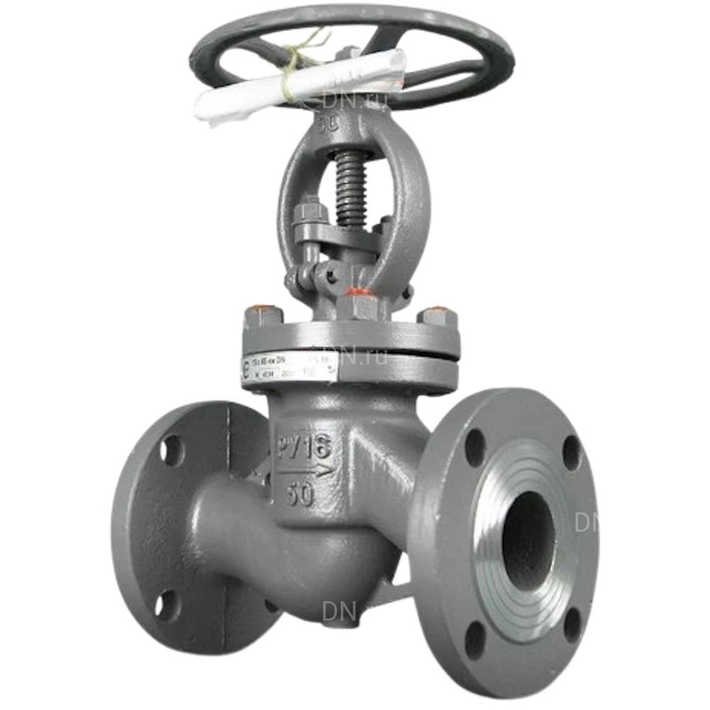 Клапан запорный ТехГидроМаш 15нж65нж Ду40 Ру16, корпус - нержавеющая сталь 12Х18Н9ТЛ, присоединение - фланцевое, класс герметичности - А, управление - штурвал