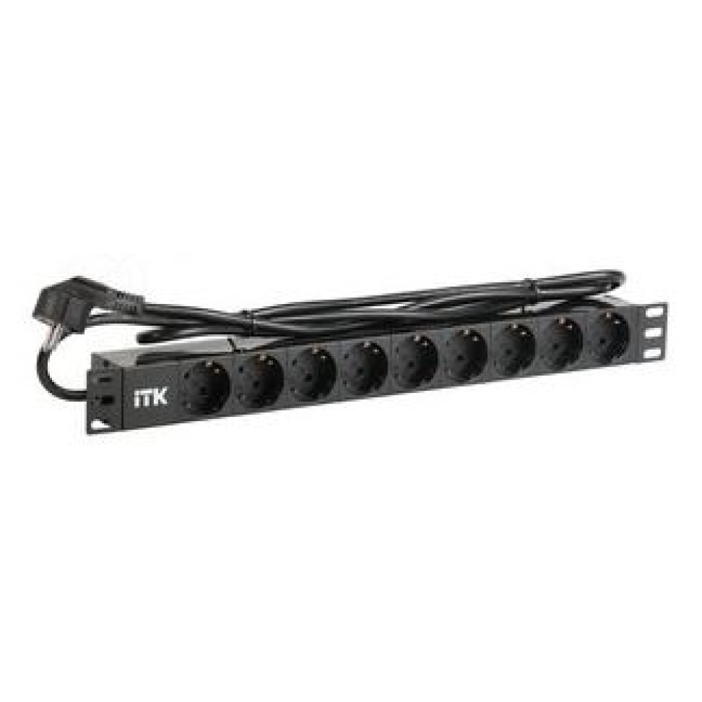 Блок розеток ITK PDU PH22-9D1 19″ розетки C2a - 9 шт, номинальный ток 16А, длина кабеля с вилкой С2b - 2м, напряжение питания - 230В