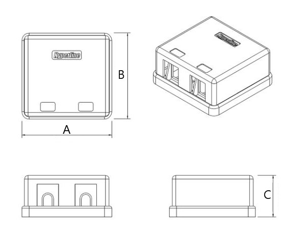 Корпус розетки настенной Hyperline SBB3-2-WH два модуля Keystone Jack, корпус - АБС-пластик, цвет - белый