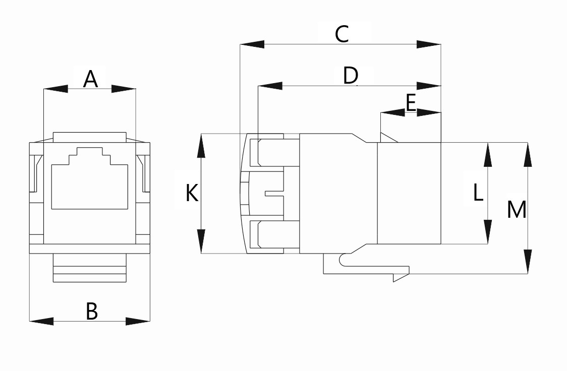 Модуль Keystone Jack ITK CS1-1C5EU-12 компьютерный, категория 5Е, угол 180°, неэкранированный, тип контактов 110 IDC