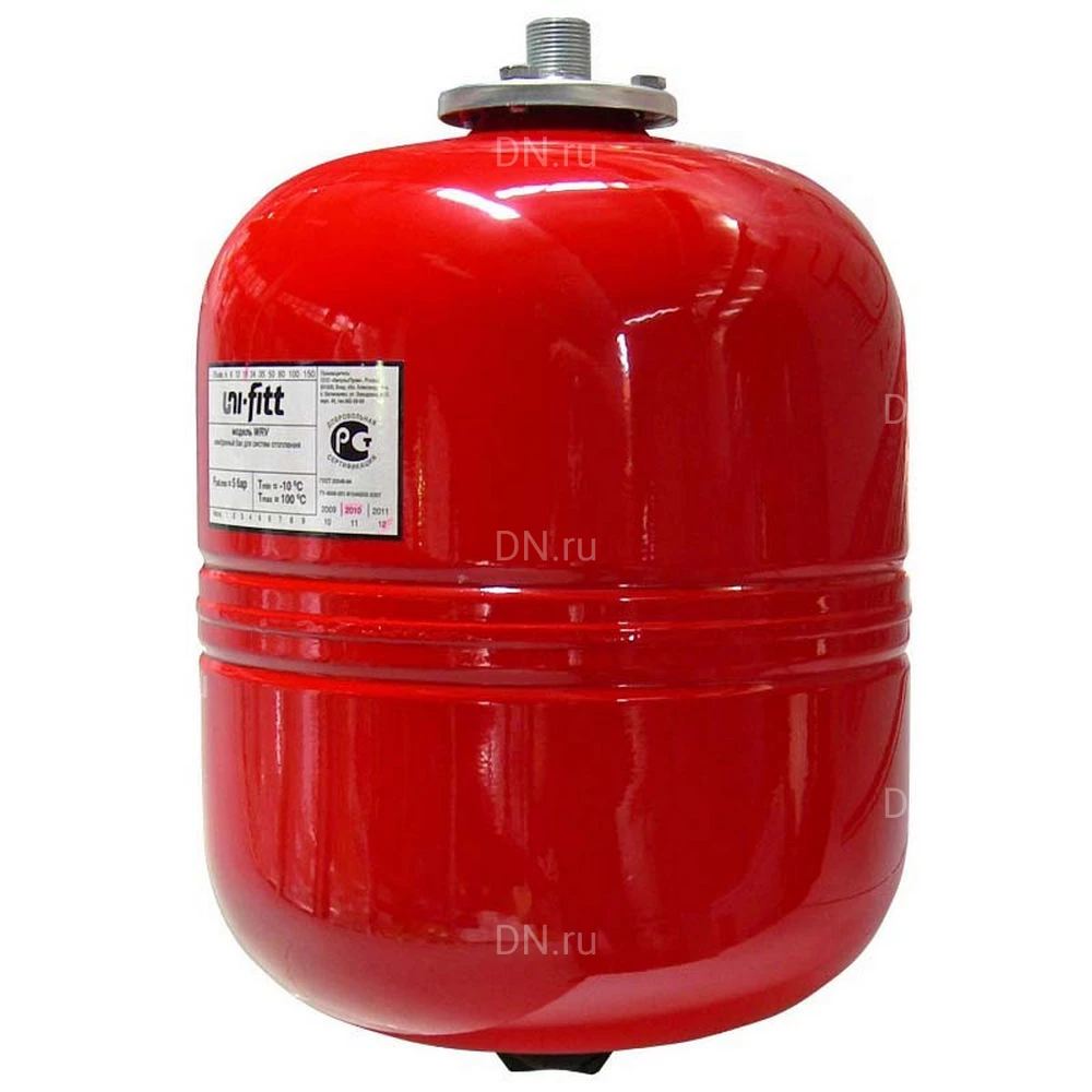 Расширительный бак Uni-Fitt WRV Ру5 35л мембранный, для систем отопления, корпус - сталь, цвет - красный