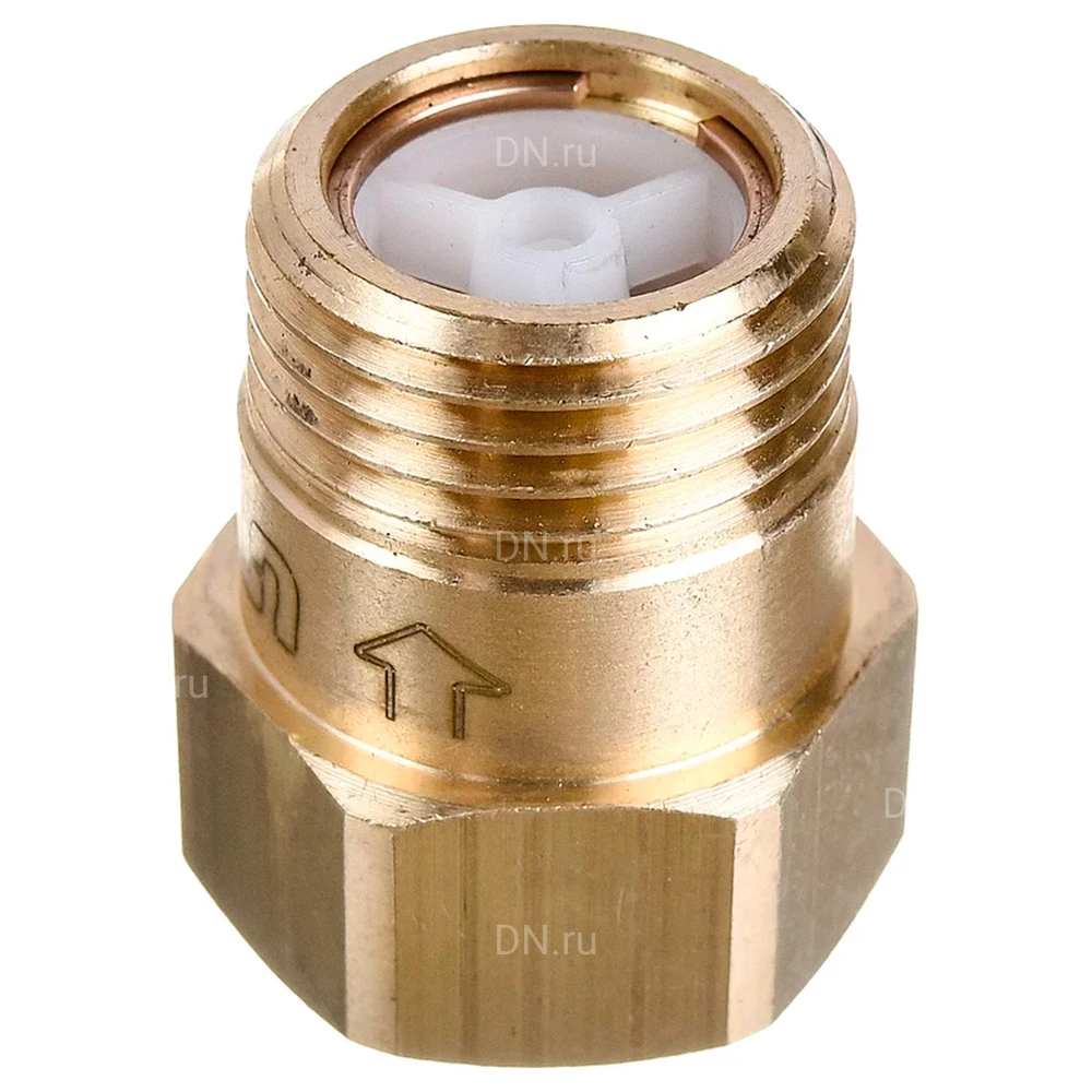 Клапан обратный Uni-Fitt 1/2″ Ду15 Ру16 муфтовый, пружинный, компактный, под ключ, корпус - латунь