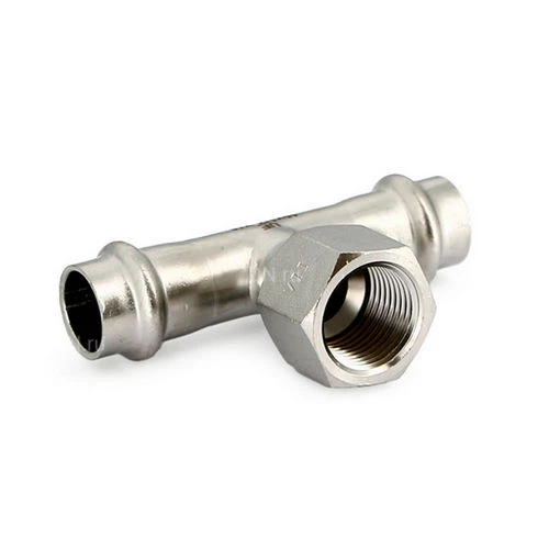 Тройники Uni-Fitt Ду22x1/2-3/4″x22 Ру16 переходные, корпус - нержавеющая сталь, присоединение - пресс/внутренняя резьба