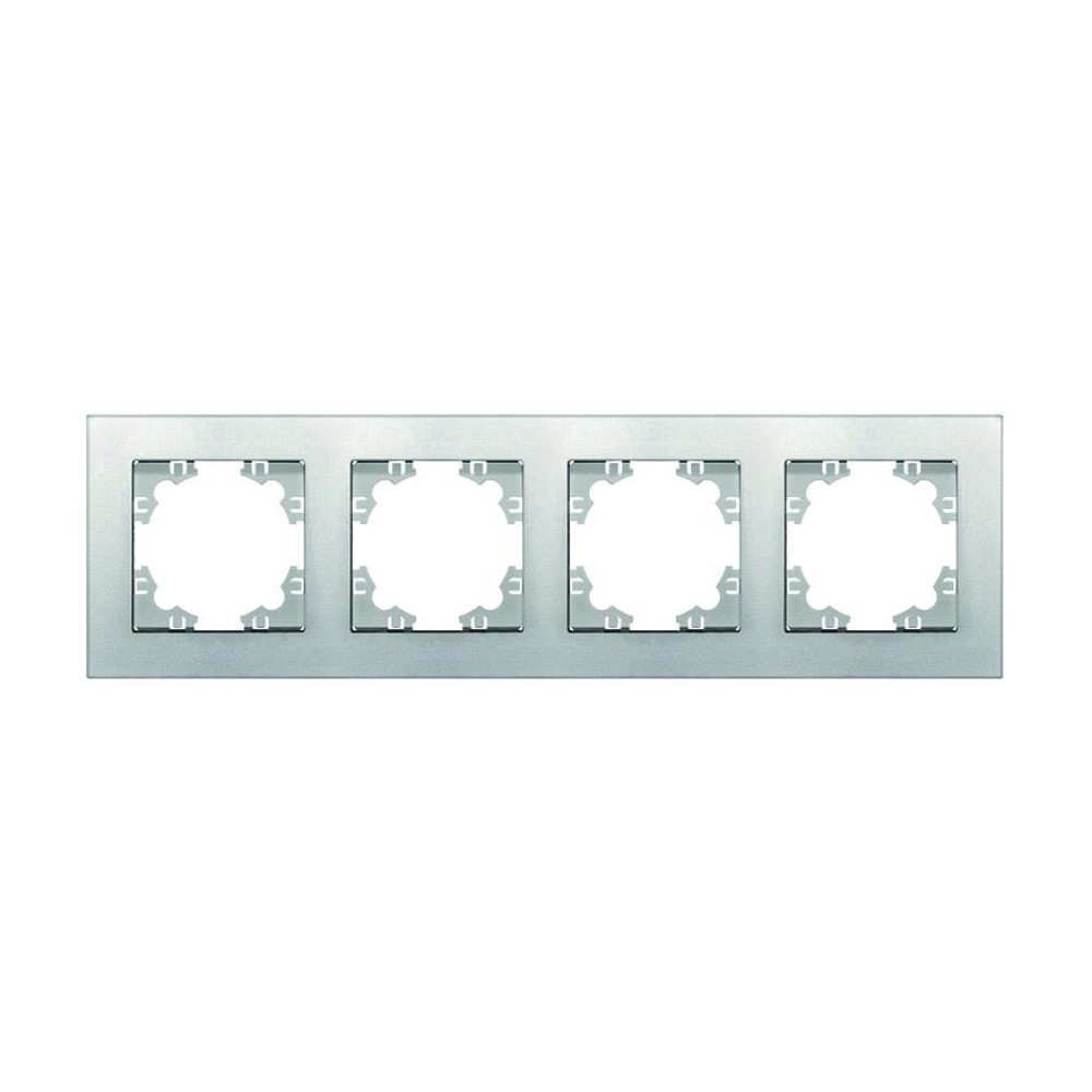 Рамка UNIVersal Афина 4П 4 поста горизонтальная, степень защиты IP20, корпус - пластик, цвет - серебро