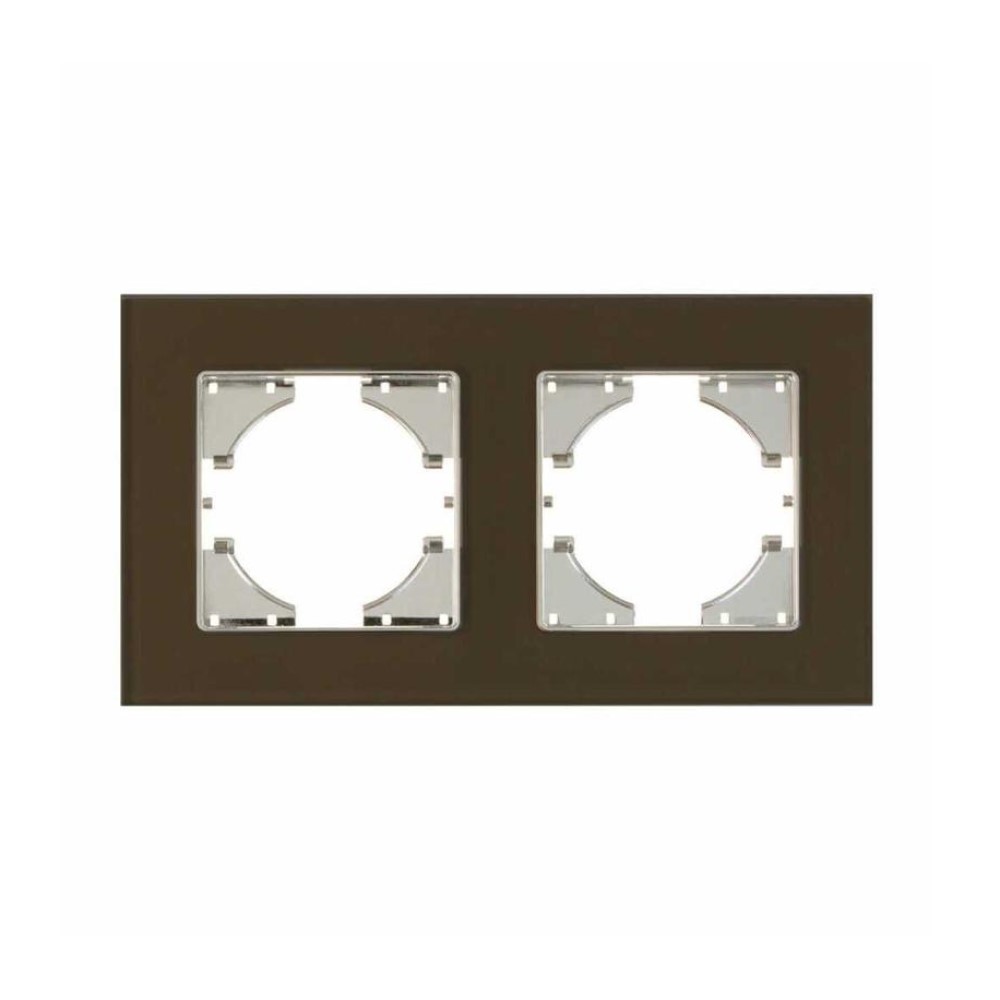 Рамка GUSI ELECTRIC Ugra 2П 2 поста, степень защиты IP20, корпус - стекло, цвет - коричневый