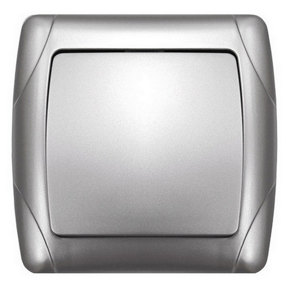 Выключатель одноклавишный UNIVersal Маргарита скрытой установки, номинальный ток - 10 А, степень защиты IP20, цвет - серебро