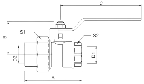 Кран шаровой латунный Valtec VTp.742.0 Дн40x1 1/4″ Ру25 полнопроходной, с переходом на полипропиленовую трубу, с внутренней резьбой, под приварку
