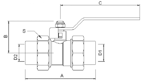 Кран шаровой латунный Valtec VTp.745.0 Дн32 Ру25 с переходами на полипропиленовую трубу, полнопроходной, под приварку